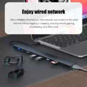 POWERTECH docking station PTR-0152, 10 θυρών, βάση laptop, USB-C, γκρι 5