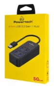 POWERTECH USB 3.2 hub PTR-0153, 4x θυρών, 5Gbps, USB σύνδεση, μαύρο 2