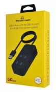 POWERTECH USB 3.2 hub PTR-0157, 4x θυρών, 5Gbps, USB σύνδεση, 1m, μαύρο 2