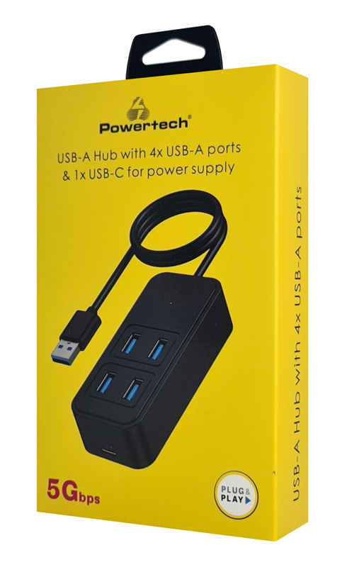 POWERTECH USB 3.2 hub PTR-0157, 4x θυρών, 5Gbps, USB σύνδεση, 1m, μαύρο 4 POWERTECH USB 3.2 hub PTR-0157, 4x θυρών, 5Gbps, USB σύνδεση, 1m, μαύρο - Image 2