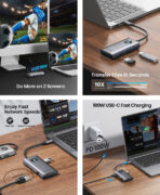ORICO docking station PW11-6PR, 6 θυρών, USB-C σύνδεση, 100W PD 4K, γκρι 2
