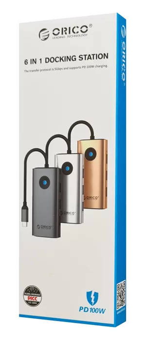 ORICO docking station PW11-6PR, 6 θυρών, USB-C σύνδεση, 100W PD 4K, γκρι 6 ORICO docking station PW11-6PR, 6 θυρών, USB-C σύνδεση, 100W PD 4K, γκρι - Image 4