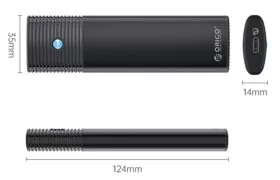 ORICO θήκη για Μ.2 NVMe SSD PWM2-G2-BK-EP, 10Gbps, έως 4TB, μαύρη 3