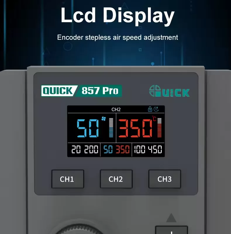 QUICK σταθμός θερμού αέρα QUICK857 Pro με air gun, 580W, 100-500 °C 5 QUICK σταθμός θερμού αέρα QUICK857 Pro με air gun, 580W, 100-500 °C - Image 3