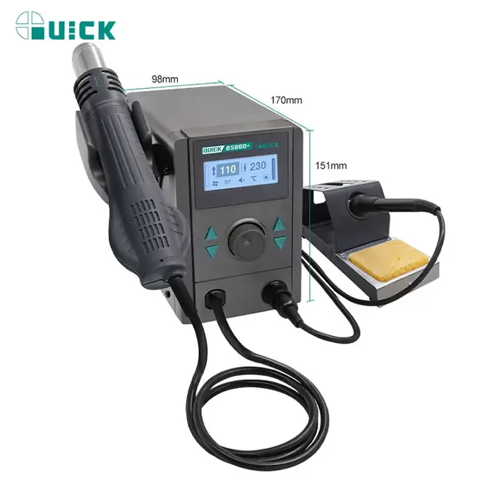 QUICK σταθμός κόλλησης QUICK8586D+, κολλητήρι/πιστόλι θερμού αέρα, 800W, 100~480 °C 5 QUICK σταθμός κόλλησης QUICK8586D+, κολλητήρι/πιστόλι θερμού αέρα, 800W, 100~480 °C - Image 3