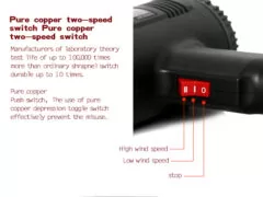 SUNSHINE πιστόλι θερμού αέρα RS-1800D, 2 ταχύτητες, LCD, 1800W, μαύρο 6