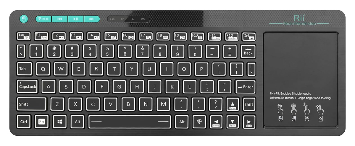 RIITEK ασύρματο πληκτρολόγιο Mini K18S με touchpad, RGB backlit, 2.4GHz & Bluetooth 3 RIITEK ασύρματο πληκτρολόγιο Mini K18S με touchpad, RGB backlit, 2.4GHz & Bluetooth