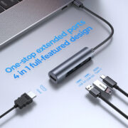 JOYROOM docking station S-H113-DG, 4 θυρών, USB-C, 100W PD, 4K, γκρι 2