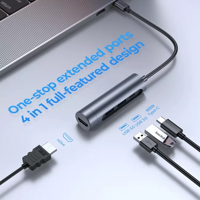 JOYROOM docking station S-H113-DG, 4 θυρών, USB-C, 100W PD, 4K, γκρι 4 JOYROOM docking station S-H113-DG, 4 θυρών, USB-C, 100W PD, 4K, γκρι - Image 2