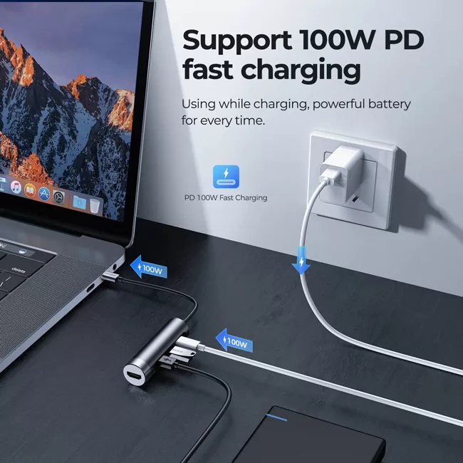 JOYROOM docking station S-H113-DG, 4 θυρών, USB-C, 100W PD, 4K, γκρι 6 JOYROOM docking station S-H113-DG, 4 θυρών, USB-C, 100W PD, 4K, γκρι - Image 4