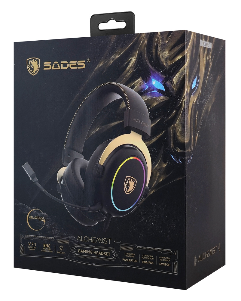 SADES gaming headset Alchemist, USB σύνδεση, 50mm, V7.1 surround, ENC, RGB, multi-platform, μαύρο 11 SADES gaming headset Alchemist, USB σύνδεση, 50mm, V7.1 surround, ENC, RGB, multi-platform, μαύρο - Image 9