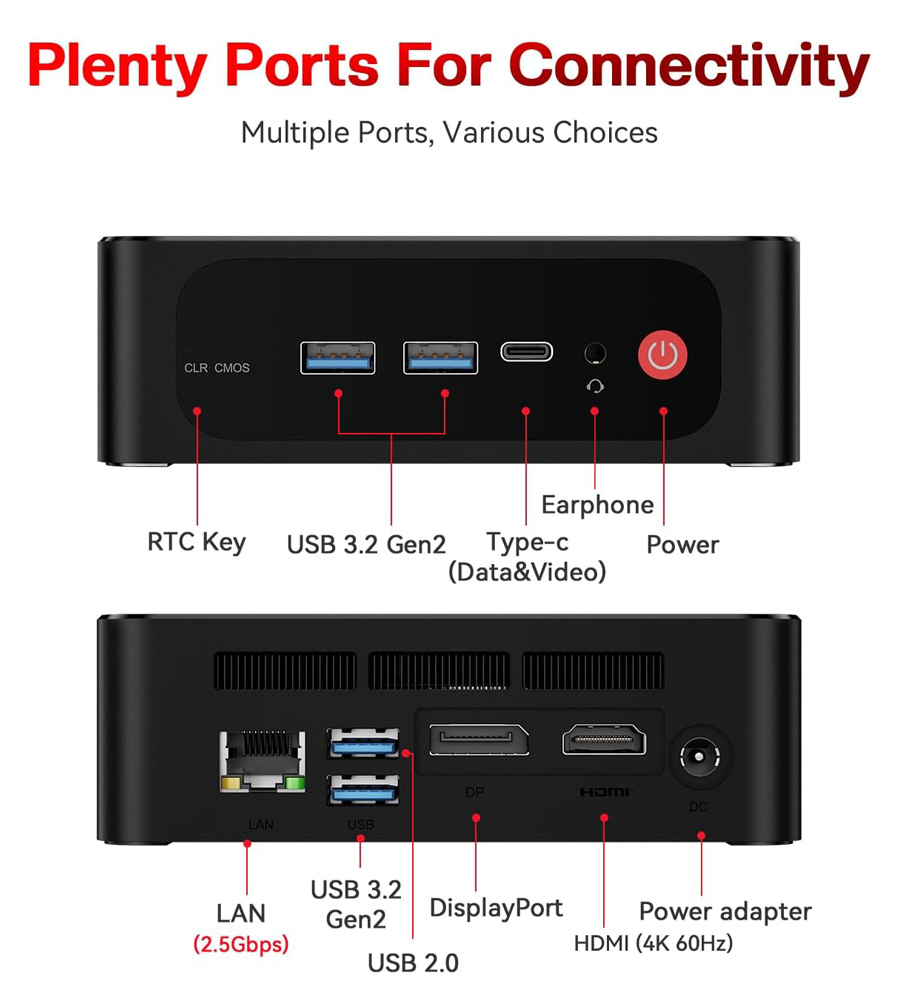 BEELINK mini PC SER5 Pro, AMD 5625U, 16GB, 500GB M.2, Windows 11 Pro 10 BEELINK mini PC SER5 Pro, AMD 5625U, 16GB, 500GB M.2, Windows 11 Pro - Image 8
