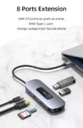 USAMS docking station US-SJ643, 8 θυρών, USB-C, 4K, 100W PD, LAN, γκρι 12 USAMS docking station US-SJ643, 8 θυρών, USB-C, 4K, 100W PD, LAN, γκρι 2