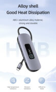 USAMS docking station US-SJ643, 8 θυρών, USB-C, 4K, 100W PD, LAN, γκρι 7