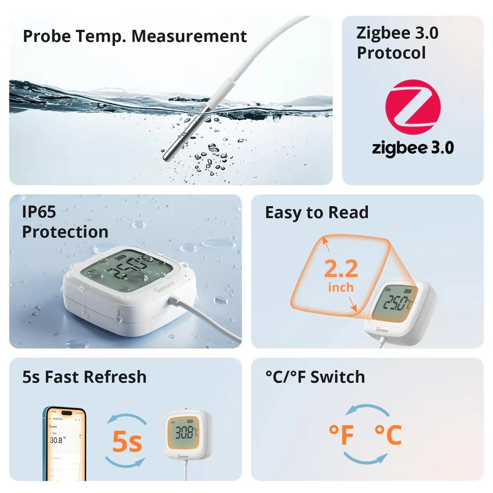 SONOFF smart θερμόμετρο SNZB-02LD, έως 115 °C, ZigBee 3.0, λευκό 4 SONOFF smart θερμόμετρο SNZB-02LD, έως 115 °C, ZigBee 3.0, λευκό - Image 2