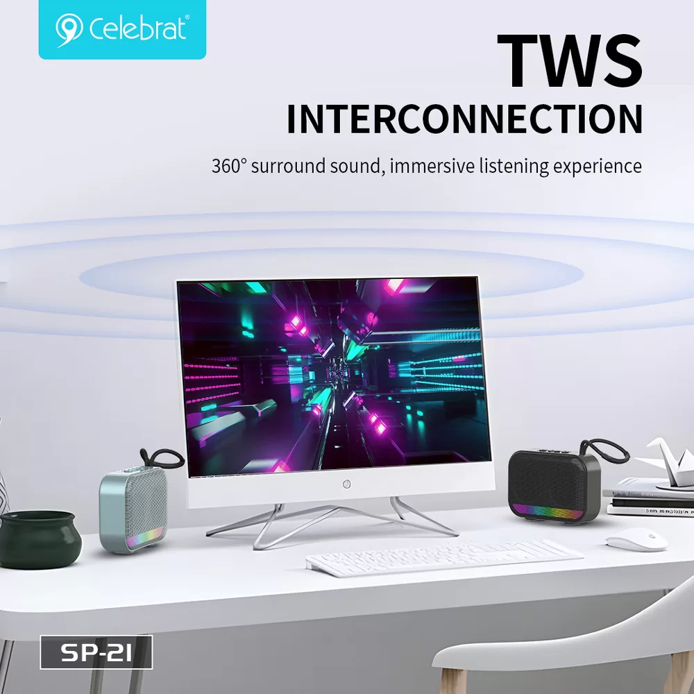CELEBRAT φορητό ηχείο SP-21, 5W, Bluetooth, 1200mAh, μαύρο 5 CELEBRAT φορητό ηχείο SP-21, 5W, Bluetooth, 1200mAh, μαύρο - Image 3