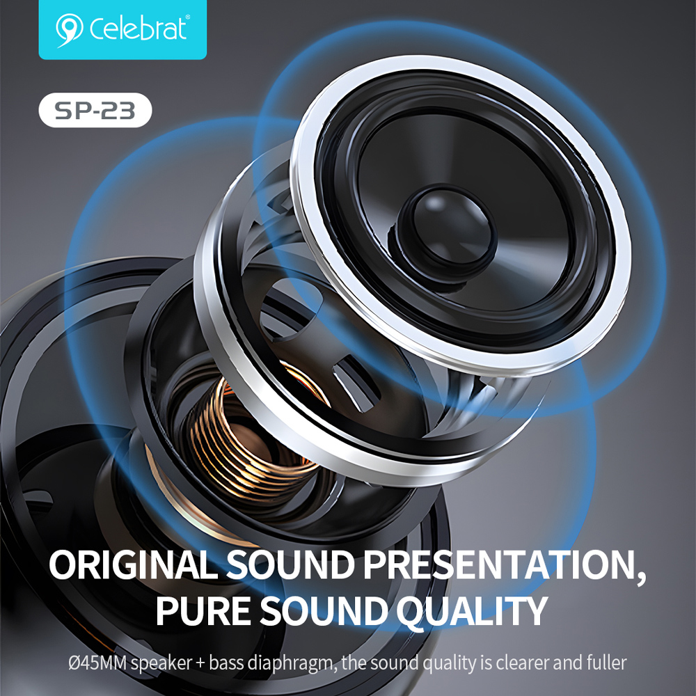 CELEBRAT φορητό ηχείο SP-23, 5W, Bluetooth, 1200mAh, μαύρο 7 CELEBRAT φορητό ηχείο SP-23, 5W, Bluetooth, 1200mAh, μαύρο - Image 5