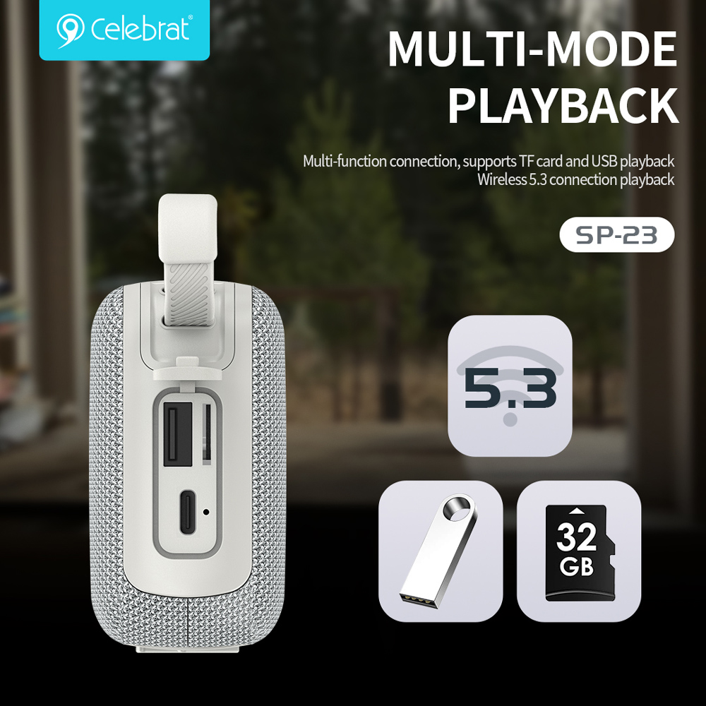 CELEBRAT φορητό ηχείο SP-23, 5W, Bluetooth, 1200mAh, μαύρο 8 CELEBRAT φορητό ηχείο SP-23, 5W, Bluetooth, 1200mAh, μαύρο - Image 6