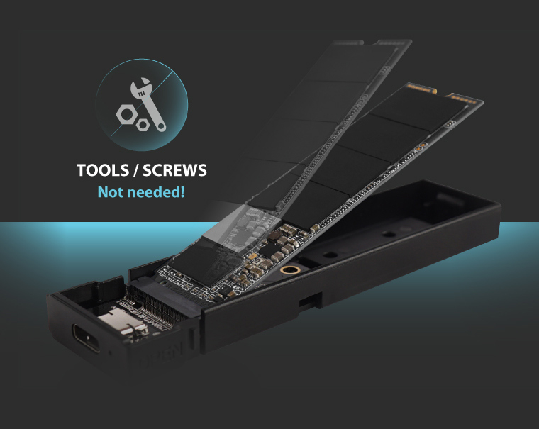 SILICON POWER θήκη για M.2 PCIe NVMe/SATA SSD PD60, tool free, 10Gbps, μαύρη 6 SILICON POWER θήκη για M.2 PCIe NVMe/SATA SSD PD60, tool free, 10Gbps, μαύρη - Image 4