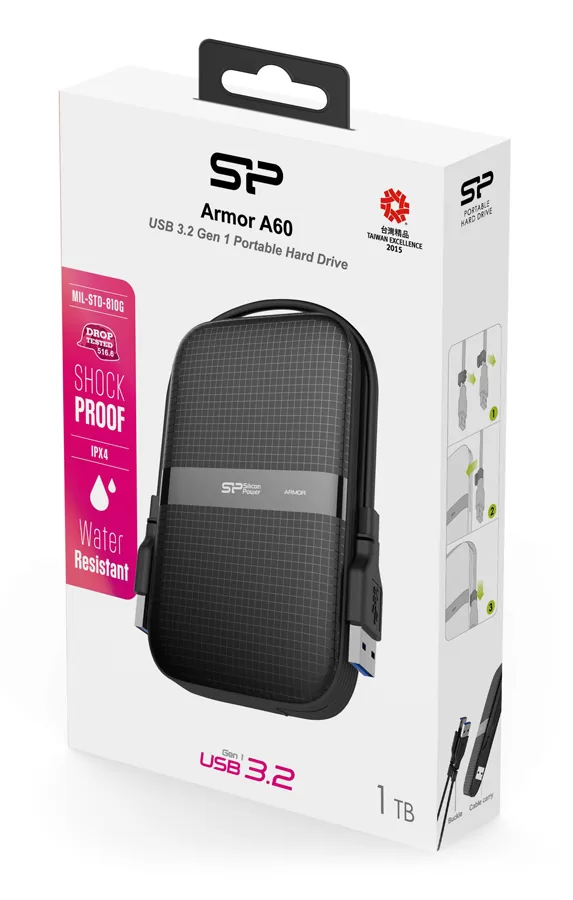 SILICON POWER εξωτερικός HDD Armor A60, 1TB, USB 3.2, μαύρος 5 SILICON POWER εξωτερικός HDD Armor A60, 1TB, USB 3.2, μαύρος - Image 3