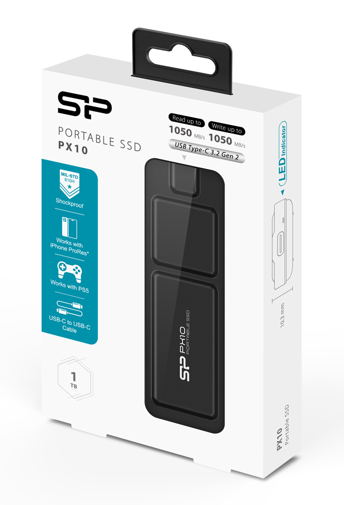 SILICON POWER εξωτερικός SSD PX10, 1TB, USB 3.2, 1050-1050MB/s, μαύρος 8 SILICON POWER εξωτερικός SSD PX10, 1TB, USB 3.2, 1050-1050MB/s, μαύρος - Image 6