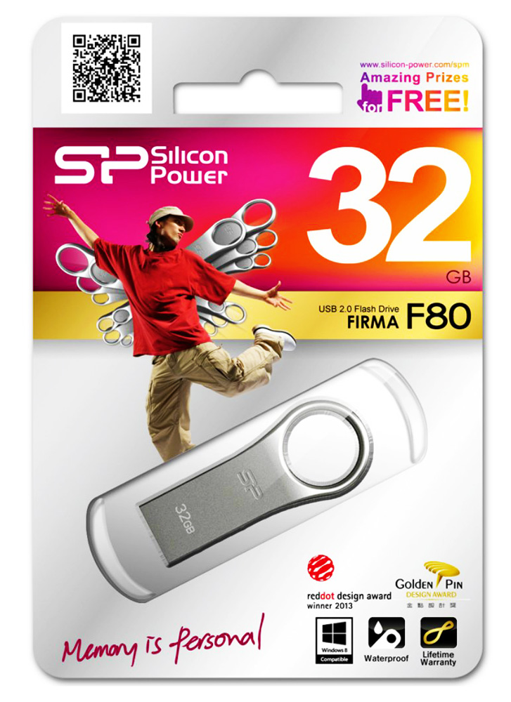 SILICON POWER USB Flash Drive Firma F80, 32GB, USB 2.0, ασημί 4 SILICON POWER USB Flash Drive Firma F80, 32GB, USB 2.0, ασημί - Image 2