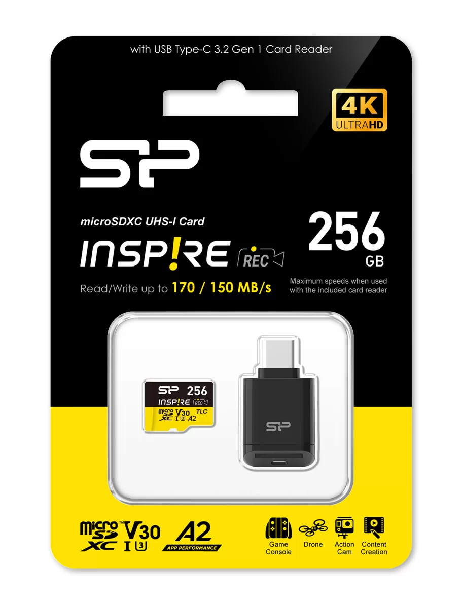 SILICON POWER κάρτα μνήμης microSDXC Inspire με card reader, 256GB, UHS-I U3 A1 V30 4 SILICON POWER κάρτα μνήμης microSDXC Inspire με card reader, 256GB, UHS-I U3 A1 V30 - Image 2