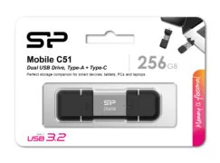 SILICON POWER USB Flash Drive C51, USB/USB-C, 256GB, 200MBps, ασημί 13 SILICON POWER USB Flash Drive C51, USB/USB-C, 256GB, 200MBps, ασημί 6