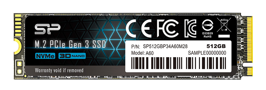 SILICON POWER SSD PCIe Gen3x4 P34A60 M.2 2280, 512GB, 2.200-1.600MB/s 3 SILICON POWER SSD PCIe Gen3x4 P34A60 M.2 2280, 512GB, 2.200-1.600MB/s