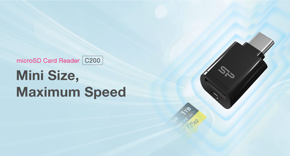 SILICON POWER card reader C200 για micro SD, USB-C, USB 3.2, 180/165MBps, μαύρο 4 SILICON POWER card reader C200 για micro SD, USB-C, USB 3.2, 180/165MBps, μαύρο - Image 2