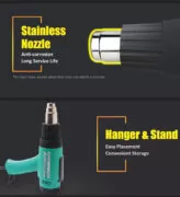 PROSKIT πιστόλι θερμού αέρα SS-626B με οθόνη, 1800W, 50~600 °C 7