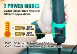 PROSKIT μίνι πιστόλι θερμού αέρα SS-628F, 250/500W, 350/500 °C 4