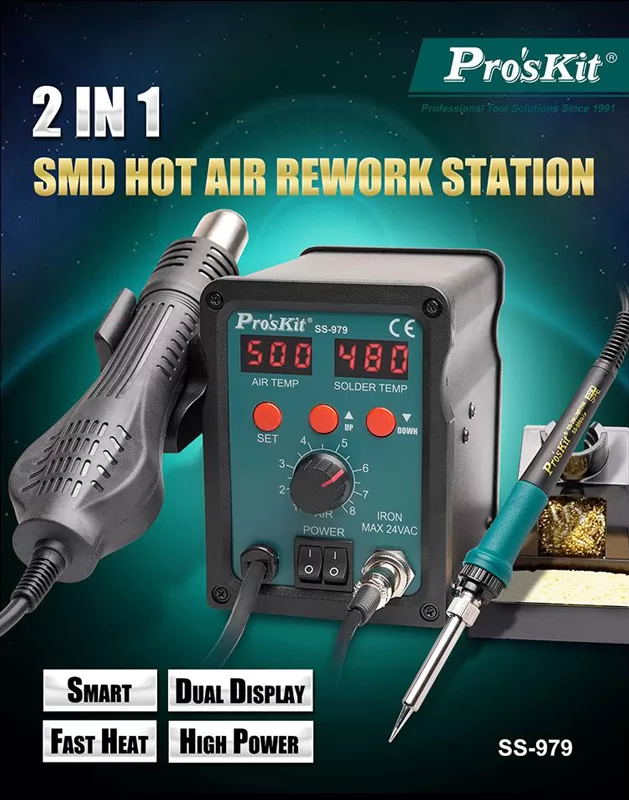 PROSKIT σταθμός συγκόλλησης SS-979B, κολλητήρι/air gun, 760W, 200-480 °C 4 PROSKIT σταθμός συγκόλλησης SS-979B, κολλητήρι/air gun, 760W, 200-480 °C - Image 2
