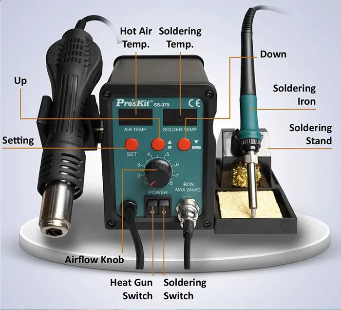 PROSKIT σταθμός συγκόλλησης SS-979B, κολλητήρι/air gun, 760W, 200-480 °C 5 PROSKIT σταθμός συγκόλλησης SS-979B, κολλητήρι/air gun, 760W, 200-480 °C - Image 3