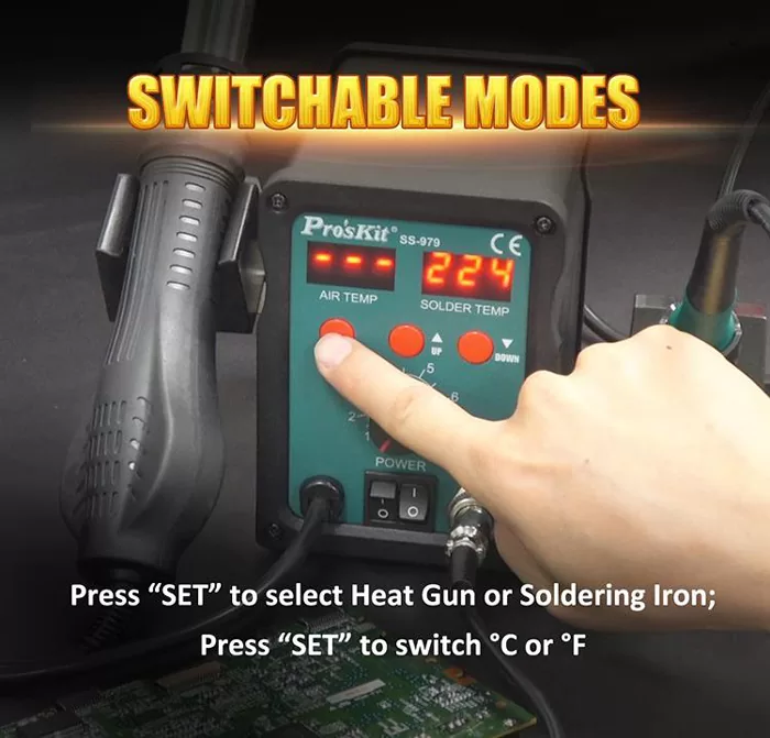 PROSKIT σταθμός συγκόλλησης SS-979B, κολλητήρι/air gun, 760W, 200-480 °C 10 PROSKIT σταθμός συγκόλλησης SS-979B, κολλητήρι/air gun, 760W, 200-480 °C - Image 8