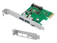 POWERTECH κάρτα επέκτασης PCIe σε 2x USB & 1x USB-C ST627, 5Gbps, 66x68mm 1