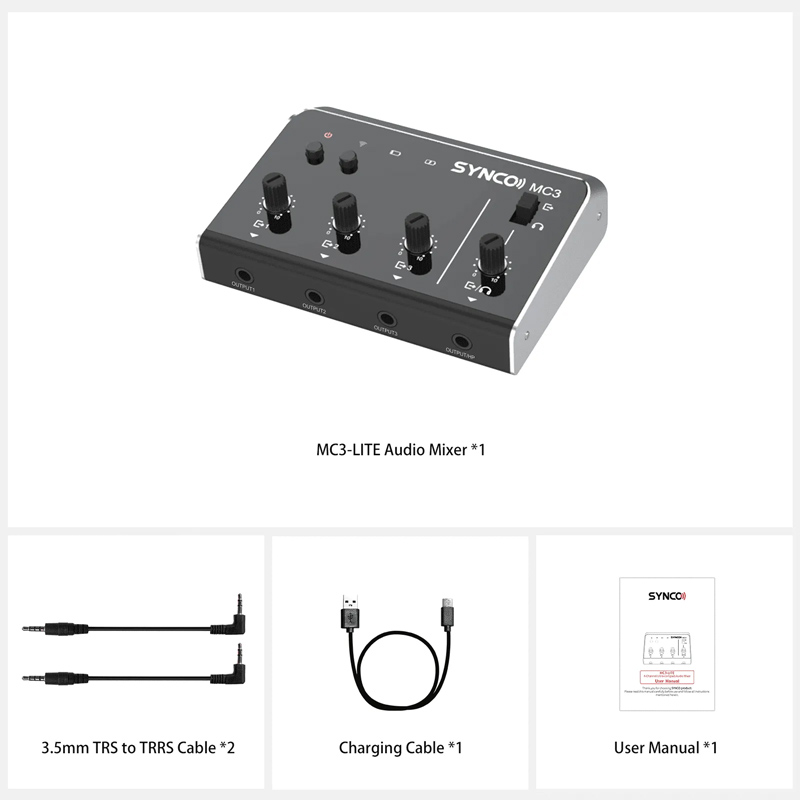 SYNCO μίκτης ήχου MC3-LITE, 4 καναλιών, Bluetooth, 500mAh, γκρι 8 SYNCO μίκτης ήχου MC3-LITE, 4 καναλιών, Bluetooth, 500mAh, γκρι - Image 6