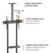 BRATECK βάση τηλεόρασης δαπέδου T1042T, 37-70", έως 45kg, με ράφια & ροδάκια 11 BRATECK βάση τηλεόρασης δαπέδου T1042T, 37-70", έως 45kg, με ράφια & ροδάκια 3