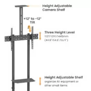 BRATECK βάση τηλεόρασης δαπέδου T1042T, 37-70", έως 45kg, με ράφια & ροδάκια 11 BRATECK βάση τηλεόρασης δαπέδου T1042T, 37-70", έως 45kg, με ράφια & ροδάκια 3