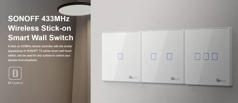SONOFF smart διακόπτης T2EU3C-RF 433MHz, αφής, τριπλός, λευκός 4 SONOFF smart διακόπτης T2EU3C-RF 433MHz, αφής, τριπλός, λευκός - Image 2