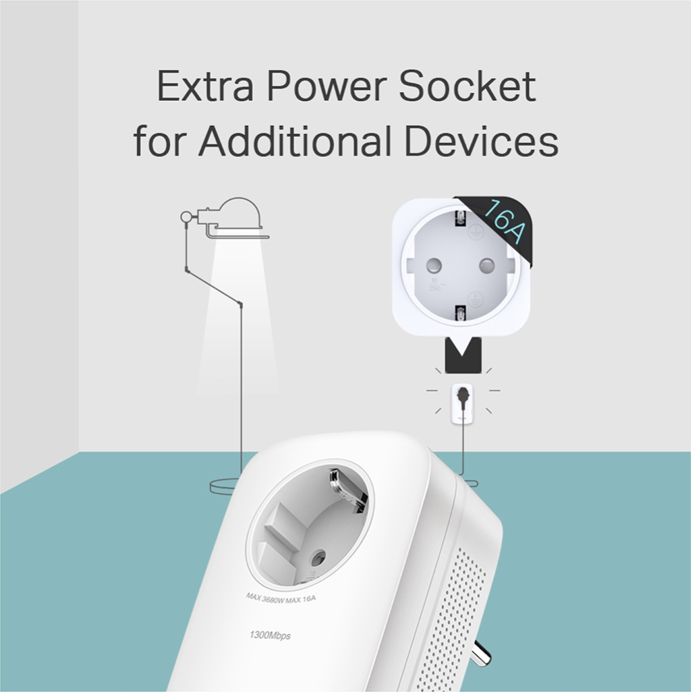 TP-LINK Passthrough Powerline Starter Kit TL-PA8010P, AV1300, Ver: 3.0 7 TP-LINK Passthrough Powerline Starter Kit TL-PA8010P, AV1300, Ver: 3.0 - Image 5