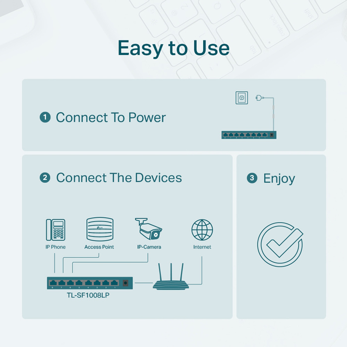 TP-LINK desktop switch TL-SF1008LP, 8-Port 10/100Mbps, 4x PoE, Ver. 2.0 6 TP-LINK desktop switch TL-SF1008LP, 8-Port 10/100Mbps, 4x PoE, Ver. 2.0 - Image 4