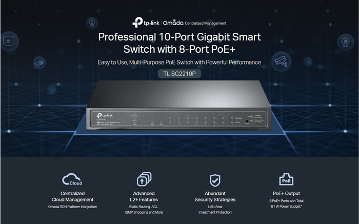 TP-LINK JetStream switch TL-SG2210P, 10-Port Gigabit, 8x PoE+, Ver. 5.0 4 TP-LINK JetStream switch TL-SG2210P, 10-Port Gigabit, 8x PoE+, Ver. 5.0 - Image 2