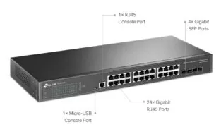 TP-LINK L2+ managed switch TL-SG3428, 24-Port Gigabit, 4x SFP, Ver. 2.0 2