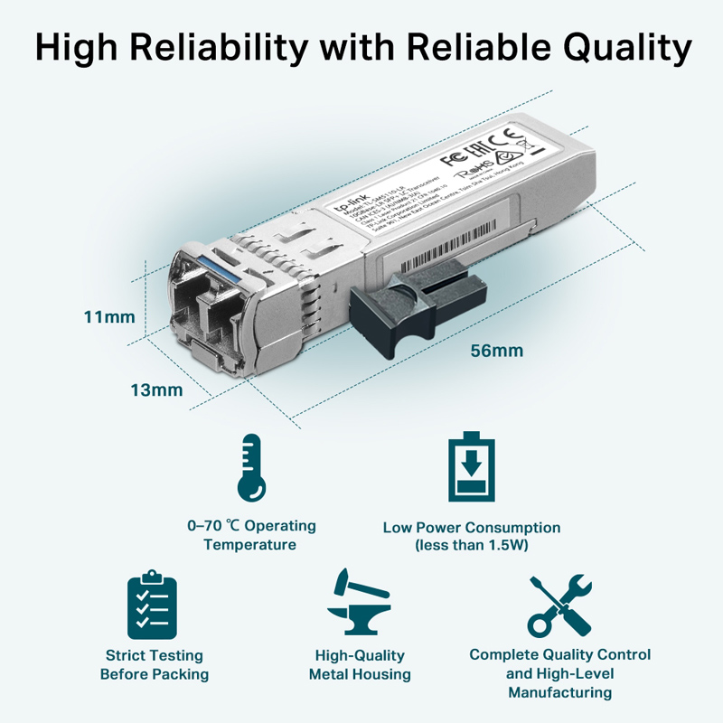 TP-LINK 10GBase-LR SFP+ LC Transceiver TL-SM5110-LR, έως 10km, Ver. 1.0 6 TP-LINK 10GBase-LR SFP+ LC Transceiver TL-SM5110-LR, έως 10km, Ver. 1.0 - Image 4