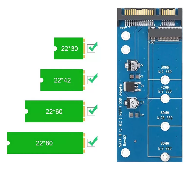 POWERTECH Converter SATA 22pin σε M.2 SSD TOOL-0019, 2230/2242/2260/2280 4 POWERTECH Converter SATA 22pin σε M.2 SSD TOOL-0019, 2230/2242/2260/2280 - Image 2
