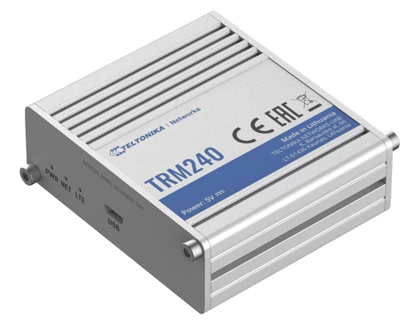 TELTONIKA Industrial cellular modem TRM240, LTE Cat 1, USB 3 TELTONIKA Industrial cellular modem TRM240, LTE Cat 1, USB