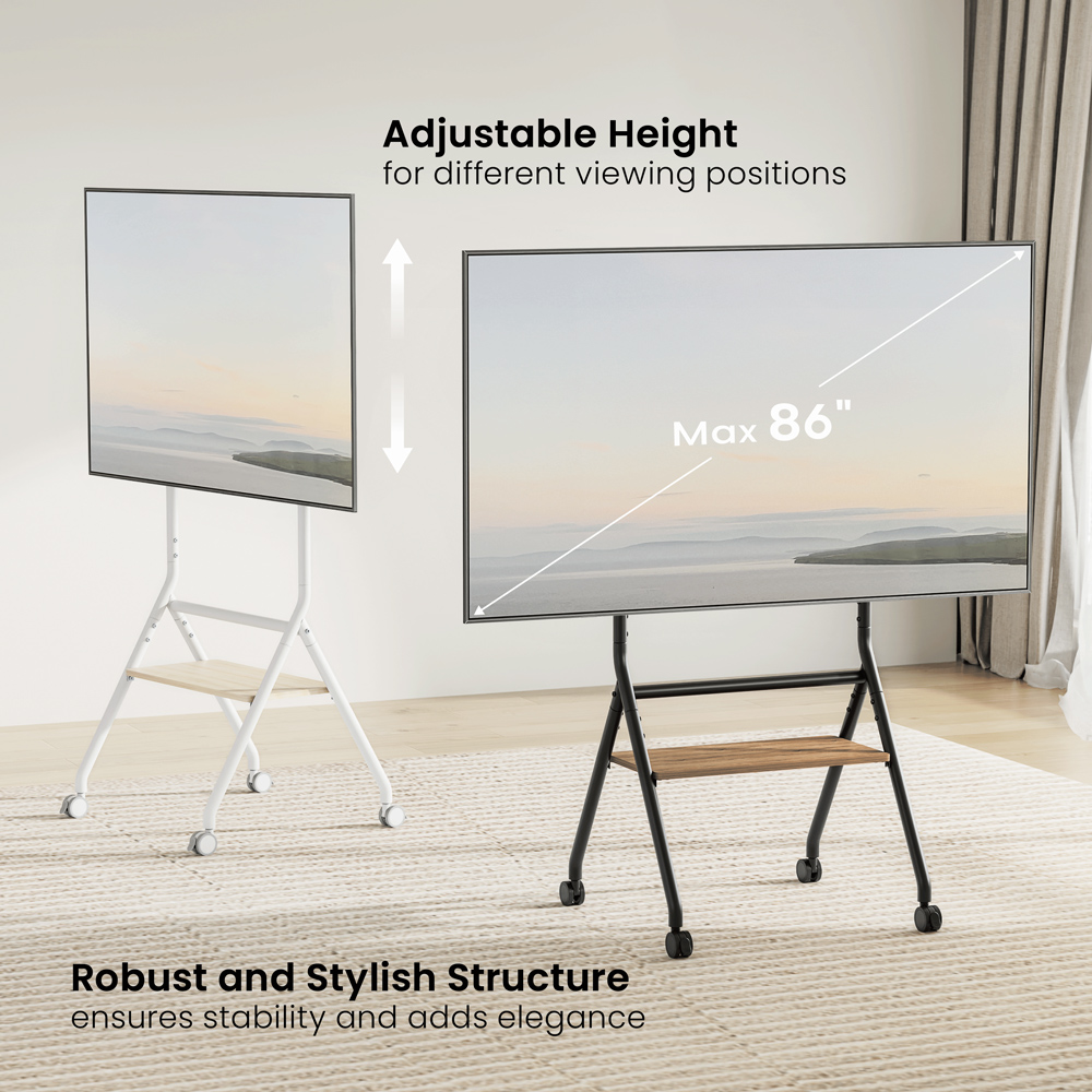 BRATECK βάση τηλεόρασης δαπέδου TTF13E-46FW, 37-86", έως 80kg, με ράφι & ροδάκια 5 BRATECK βάση τηλεόρασης δαπέδου TTF13E-46FW, 37-86", έως 80kg, με ράφι & ροδάκια - Image 3