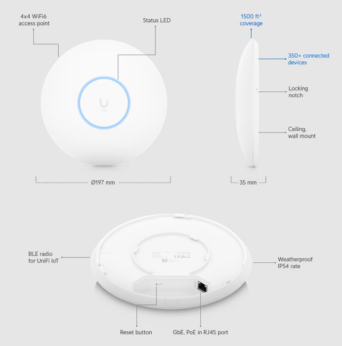 UBIQUITI Access Point UniFi U6 Pro, Wi-Fi 6, 5.300Mbps, 2.4/5GHz, PoE 6 UBIQUITI Access Point UniFi U6 Pro, Wi-Fi 6, 5.300Mbps, 2.4/5GHz, PoE - Image 4