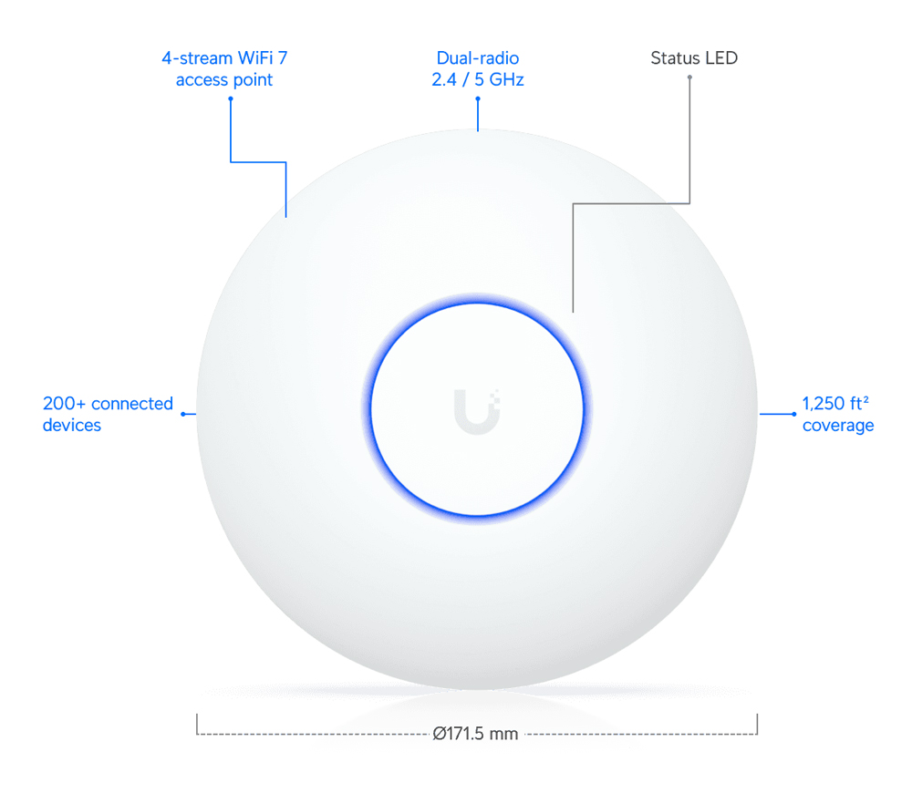 UBIQUITI Access Point UniFi U7 Lite, WiFi 7, Dual band, PoE 6 UBIQUITI Access Point UniFi U7 Lite, WiFi 7, Dual band, PoE - Image 4